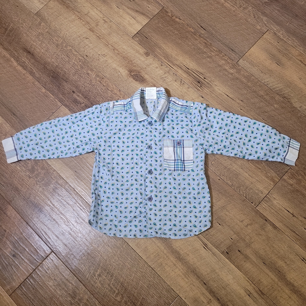Vtg Happy Kids Button Down Paisley Shirt
